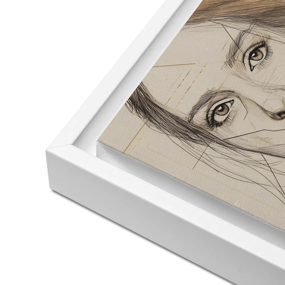 Geometric Elegance: A Modern Portrait | Canvas with White Frame | 12″×12″