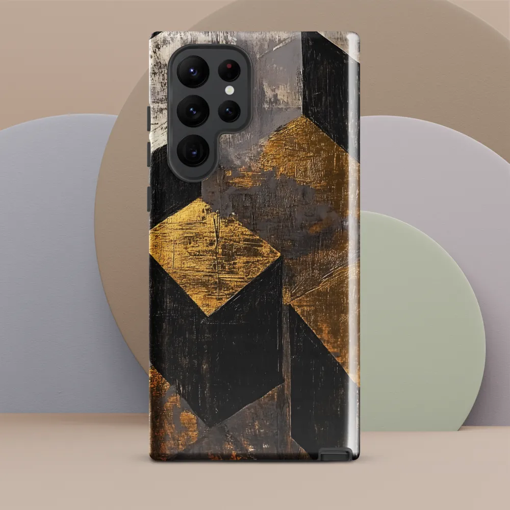Geometric Harmony in Gold and Black | Phone Case |  S22 Ultra | Tough Case | Glossy