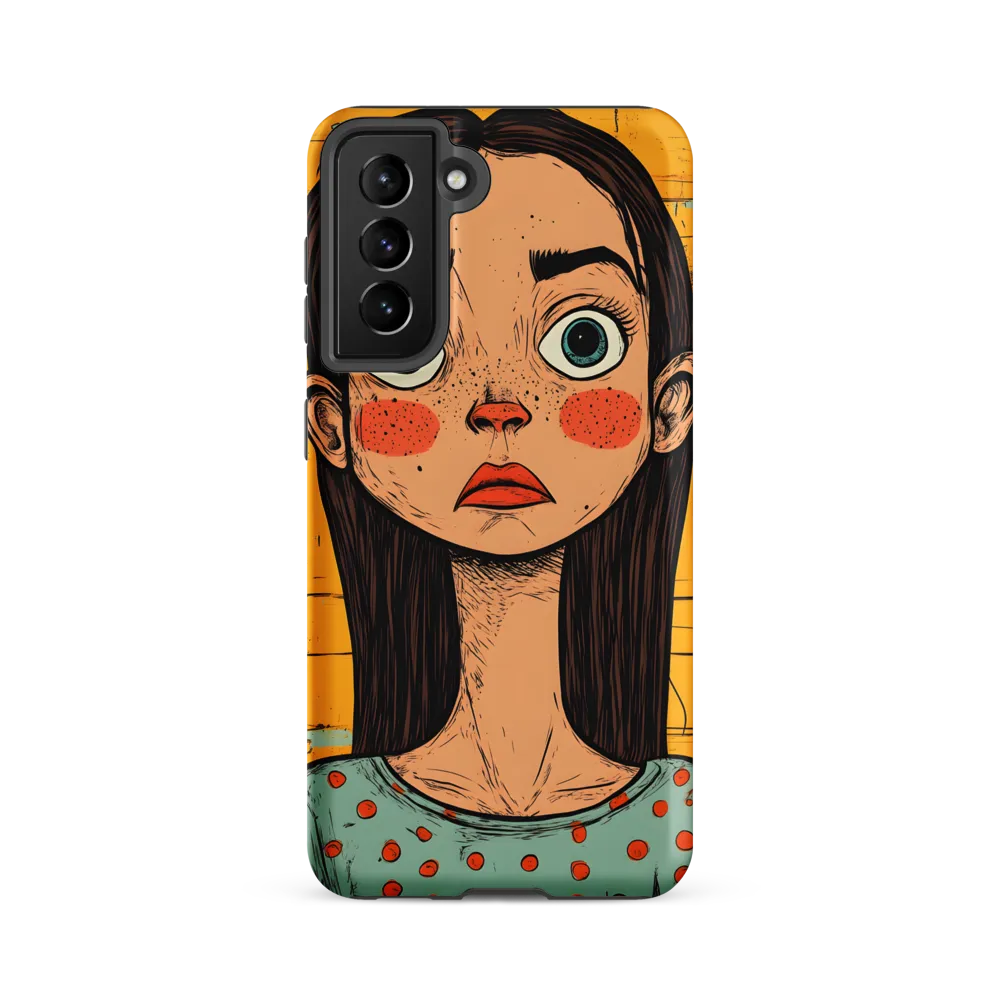Wide-Eyed Portrait on Distressed Yellow Planks