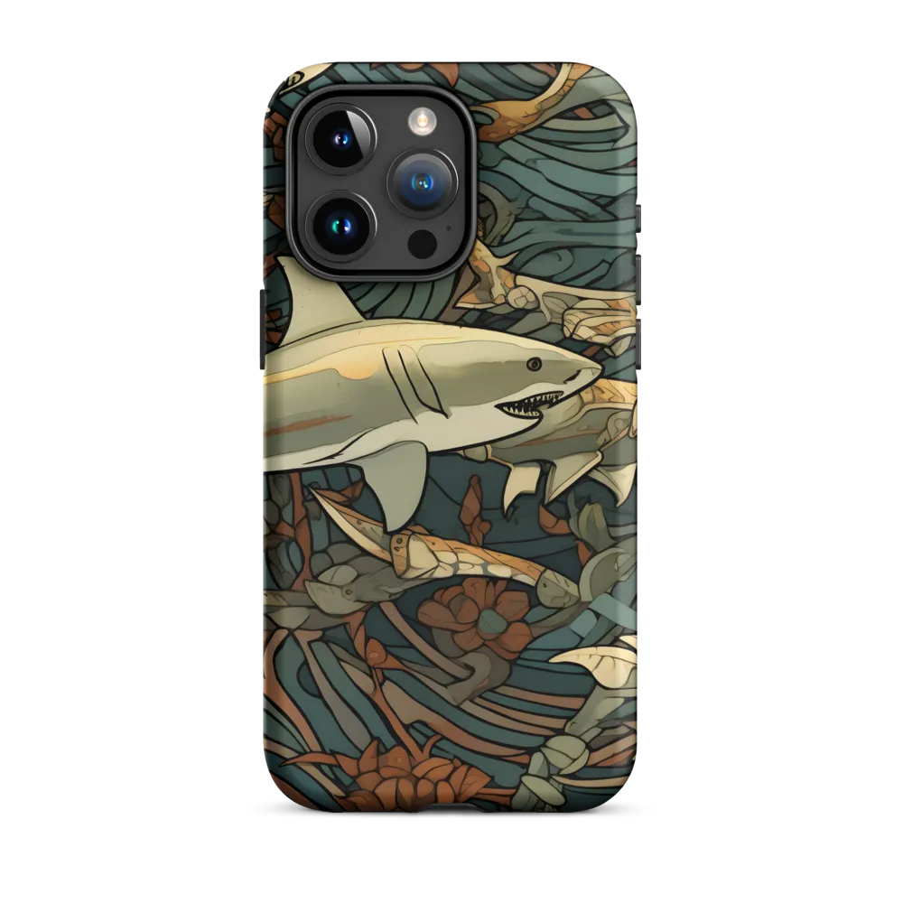 Dynamic Harmony of Sharks and Flora | Phone Case |  15 Pro Max | Tough Case | Matte