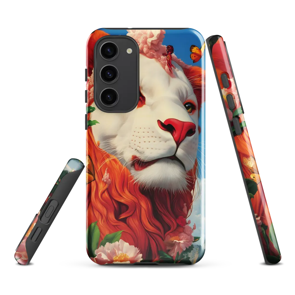 Majestic Lion Amidst Floral Splendor