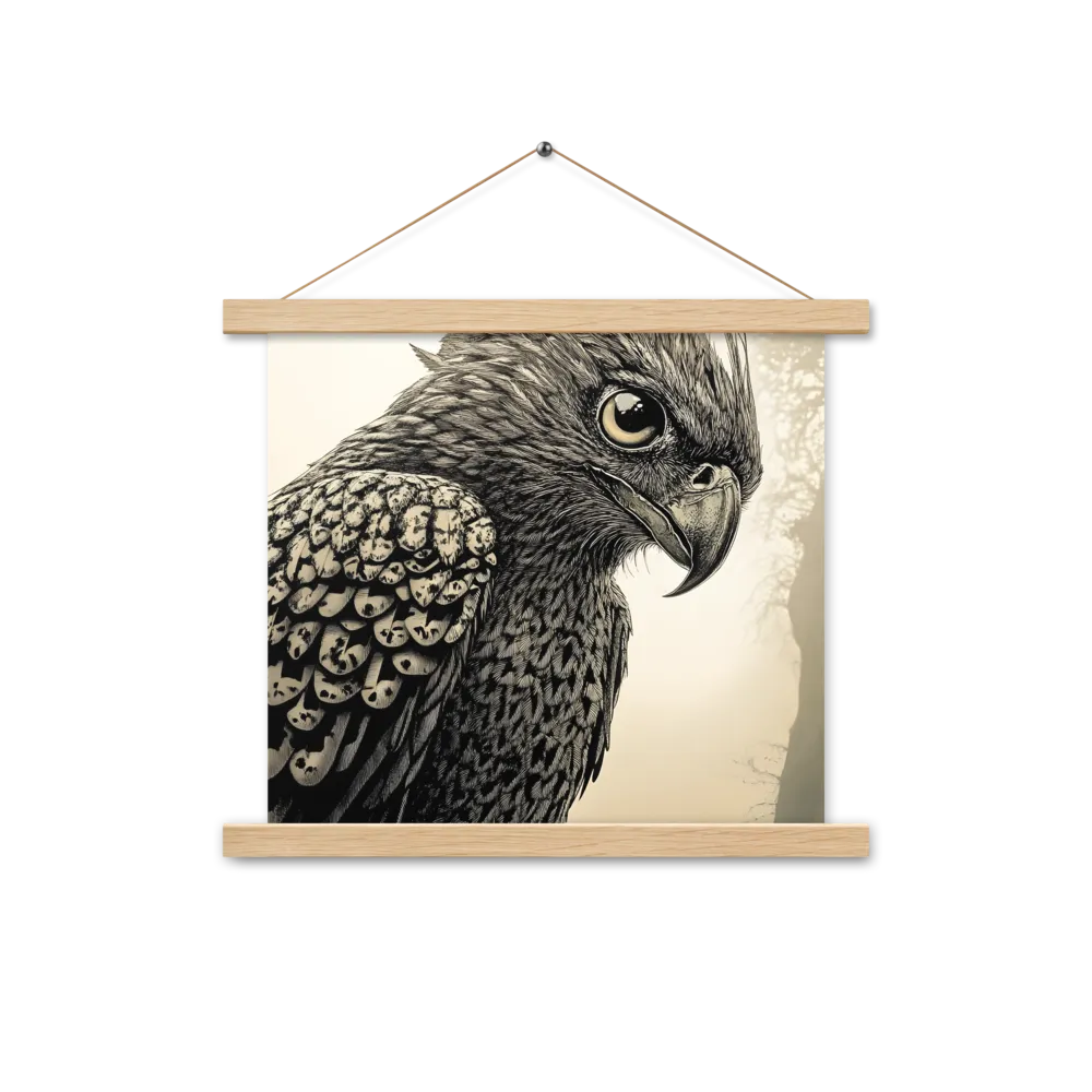 Majestic Owl in Detail | Poster With Oak Wood Hanger | 14″×14″