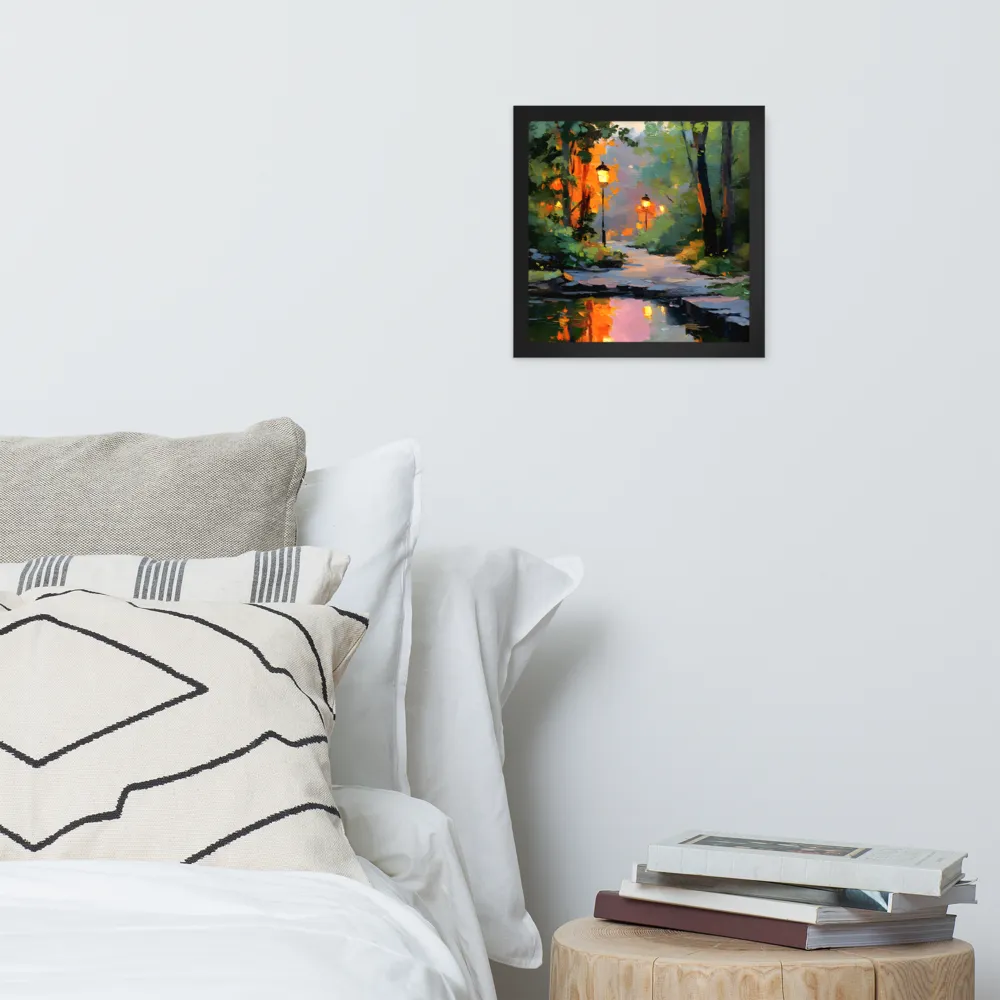 Lamplight Reflections 
 Poster with Black Frame | 12″x 12″