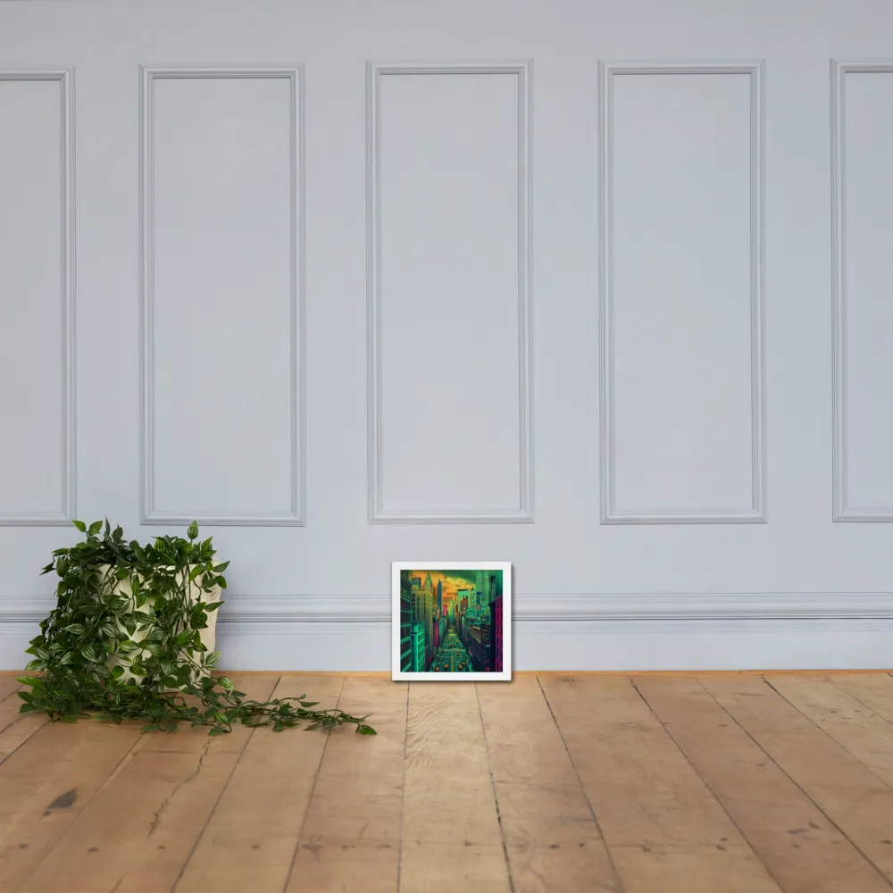 Urban Surrealism: Neon Dreams | Poster with White Frame | 10″×10″