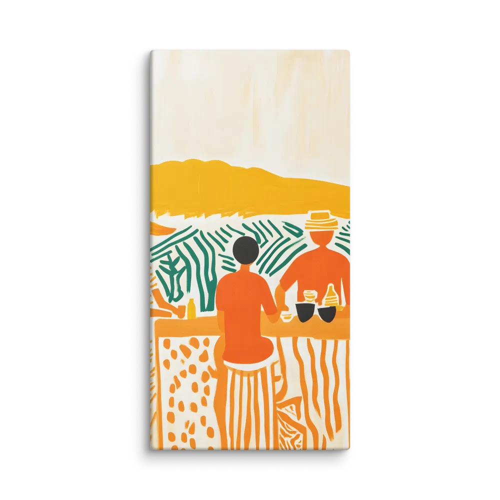 Summer Vibes: Café Conversations | Canvas | 16″×32″