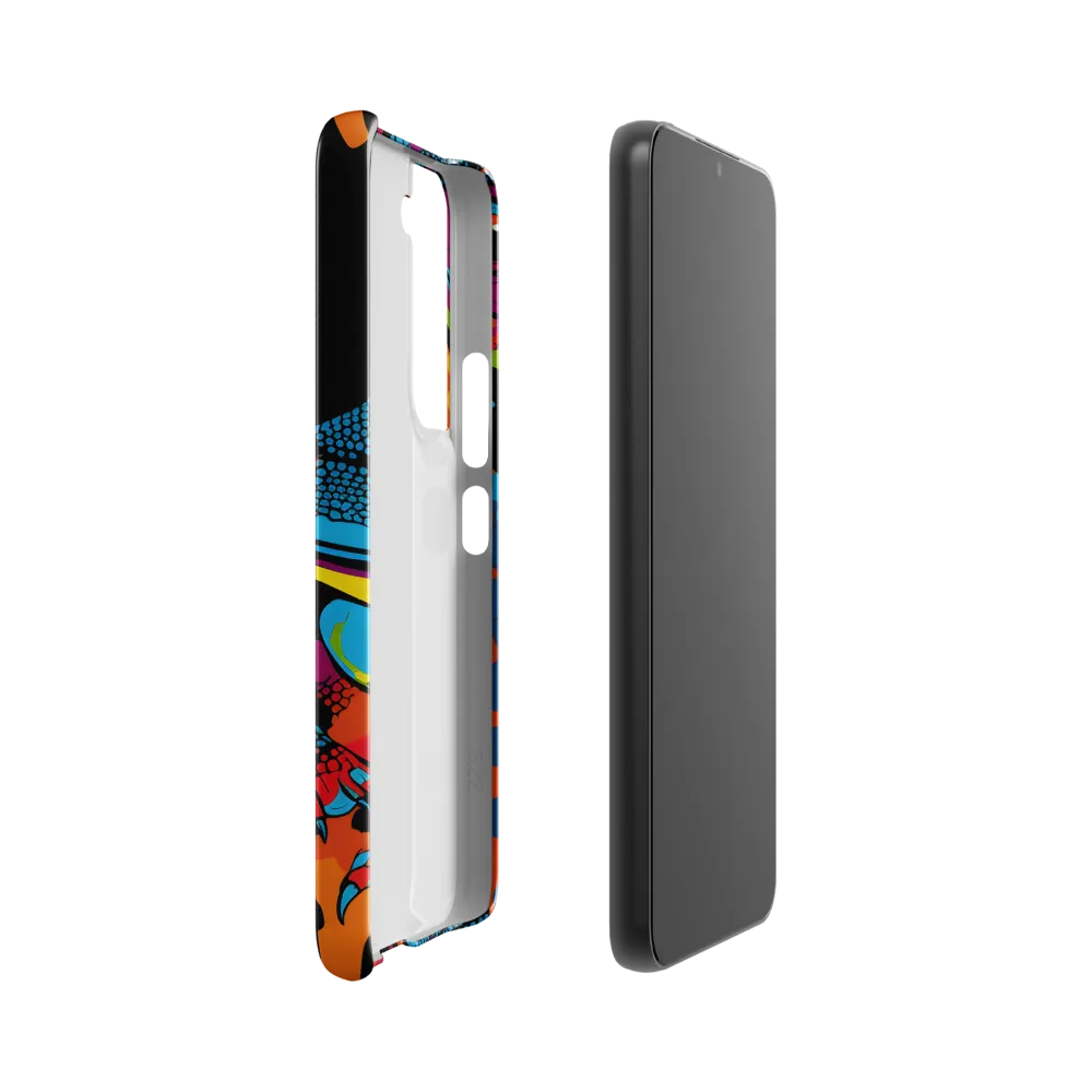 Colorful Encounters: The Playful Geckos | Phone Case |  S22 | Snap Case | Glossy