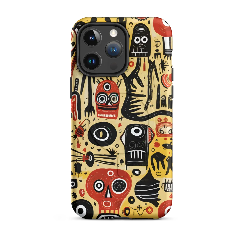 Abstract Encounters: A Dance of Faces and Symbols | Phone Case |  14 Pro Max | MagSafe® Tough Case | Matte