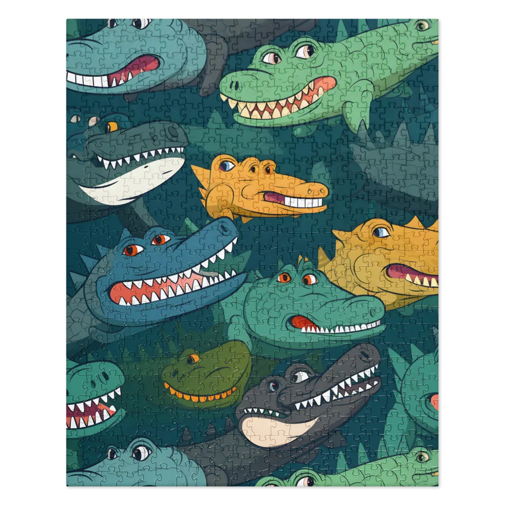 Cheerful Crocodilian Parade | Jigsaw Puzzle | 520 pieces