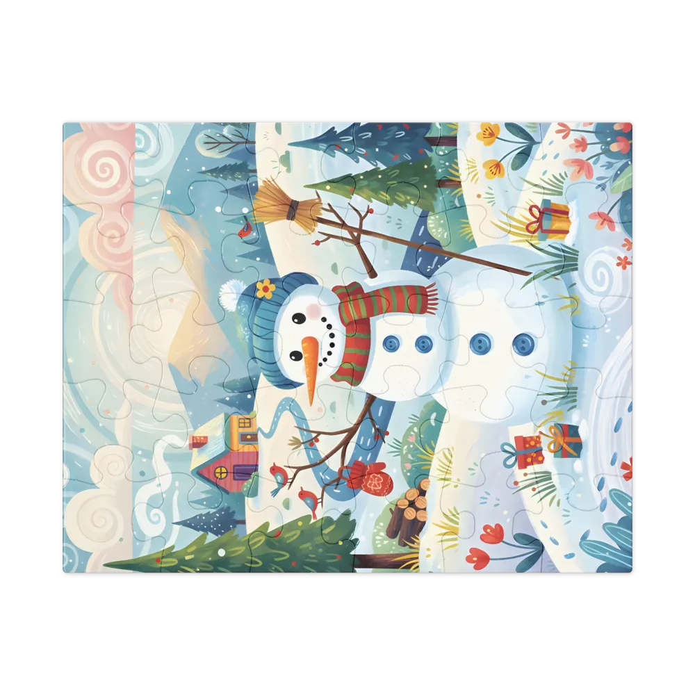 Snowman's Morning 
 Jigsaw Puzzle in Tin Box