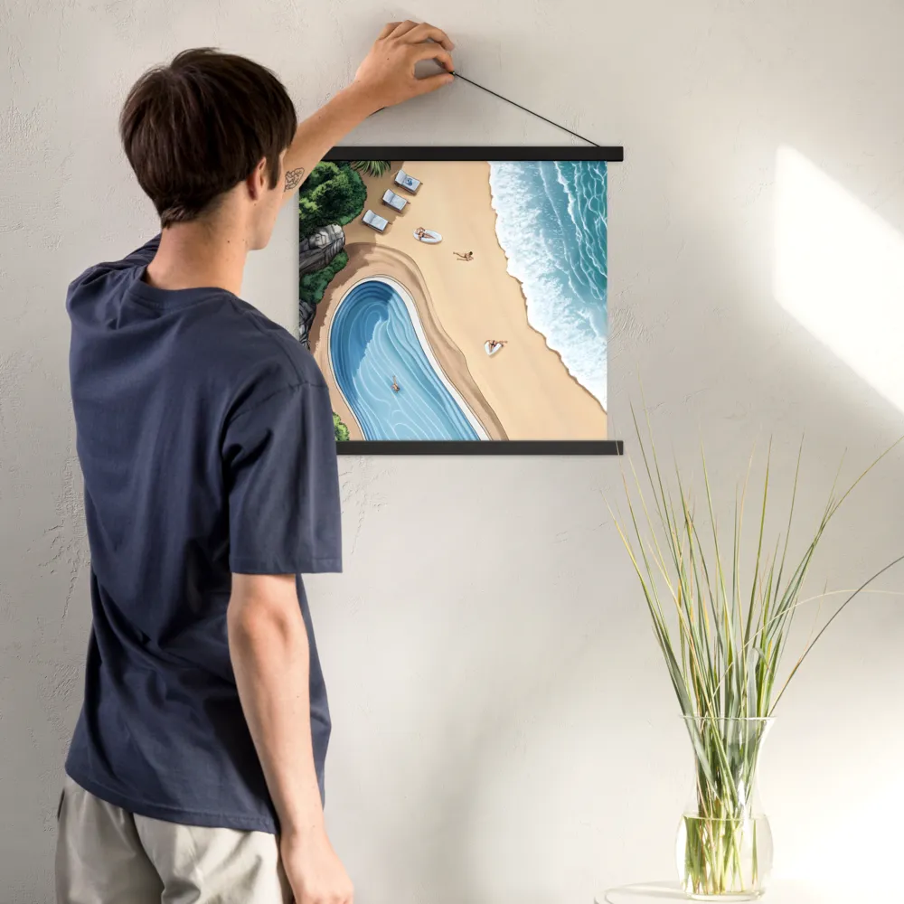 Serenity by the Shore | Poster With Black Wood Hanger | 18″×18″
