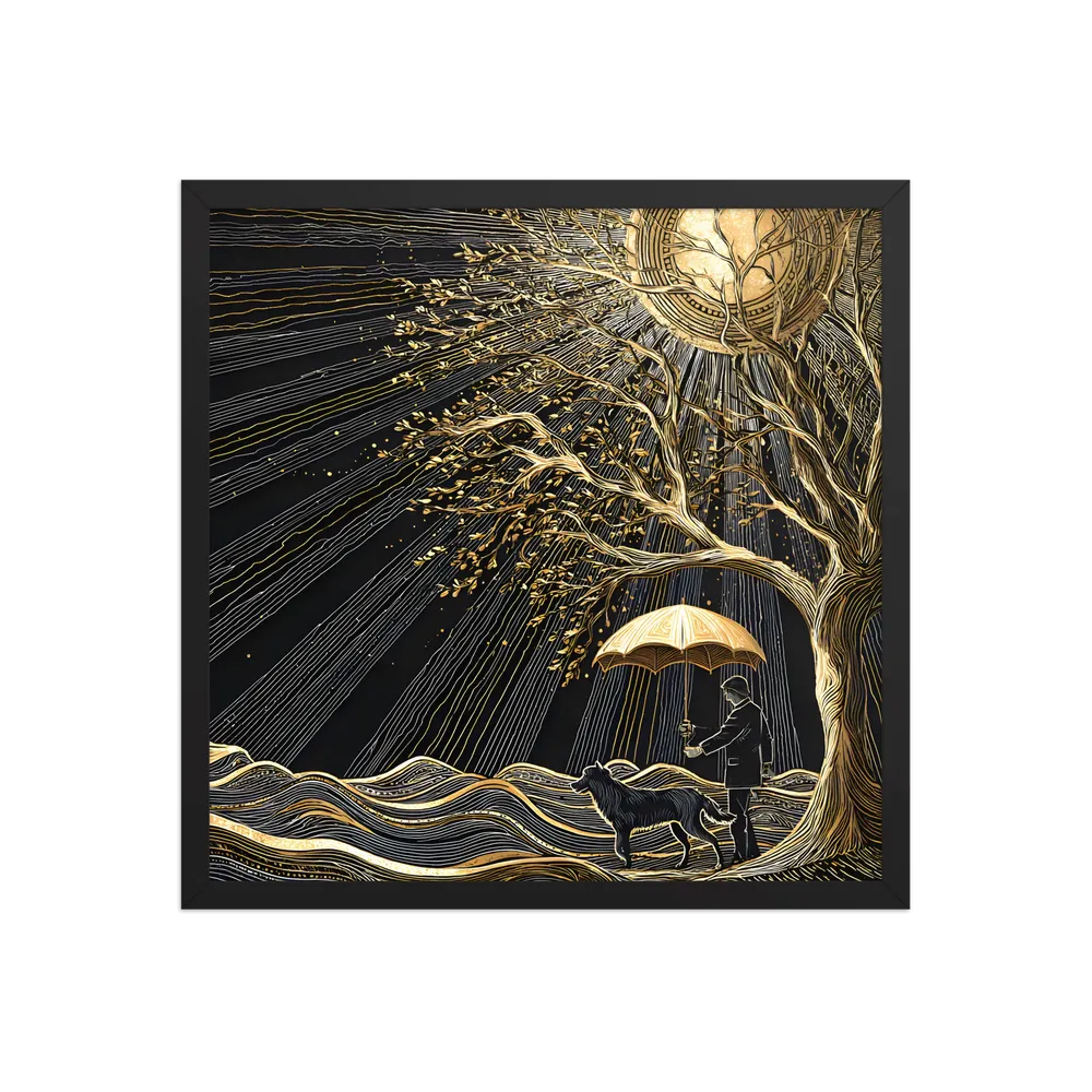 Under the Golden Sun 
 Poster with Black Frame | 18″x 18″