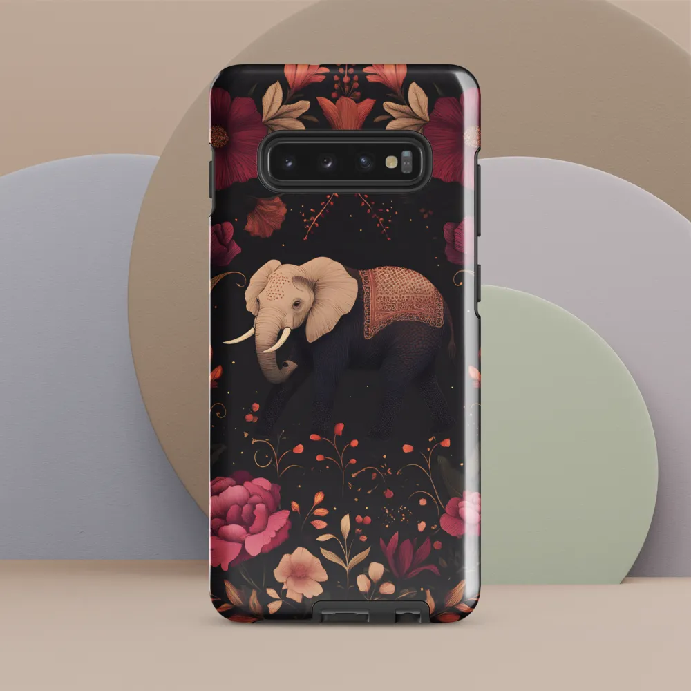 Whispers of the Wild: Elephants and Blooms | Phone Case |  S10 Plus | Tough Case | Glossy