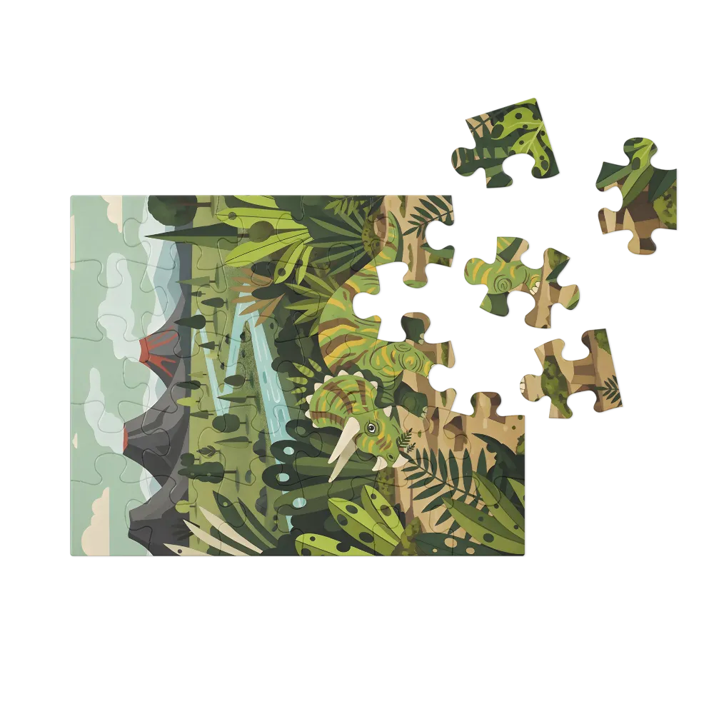 Triceratops Valley 
 Jigsaw Puzzle in Tin Box