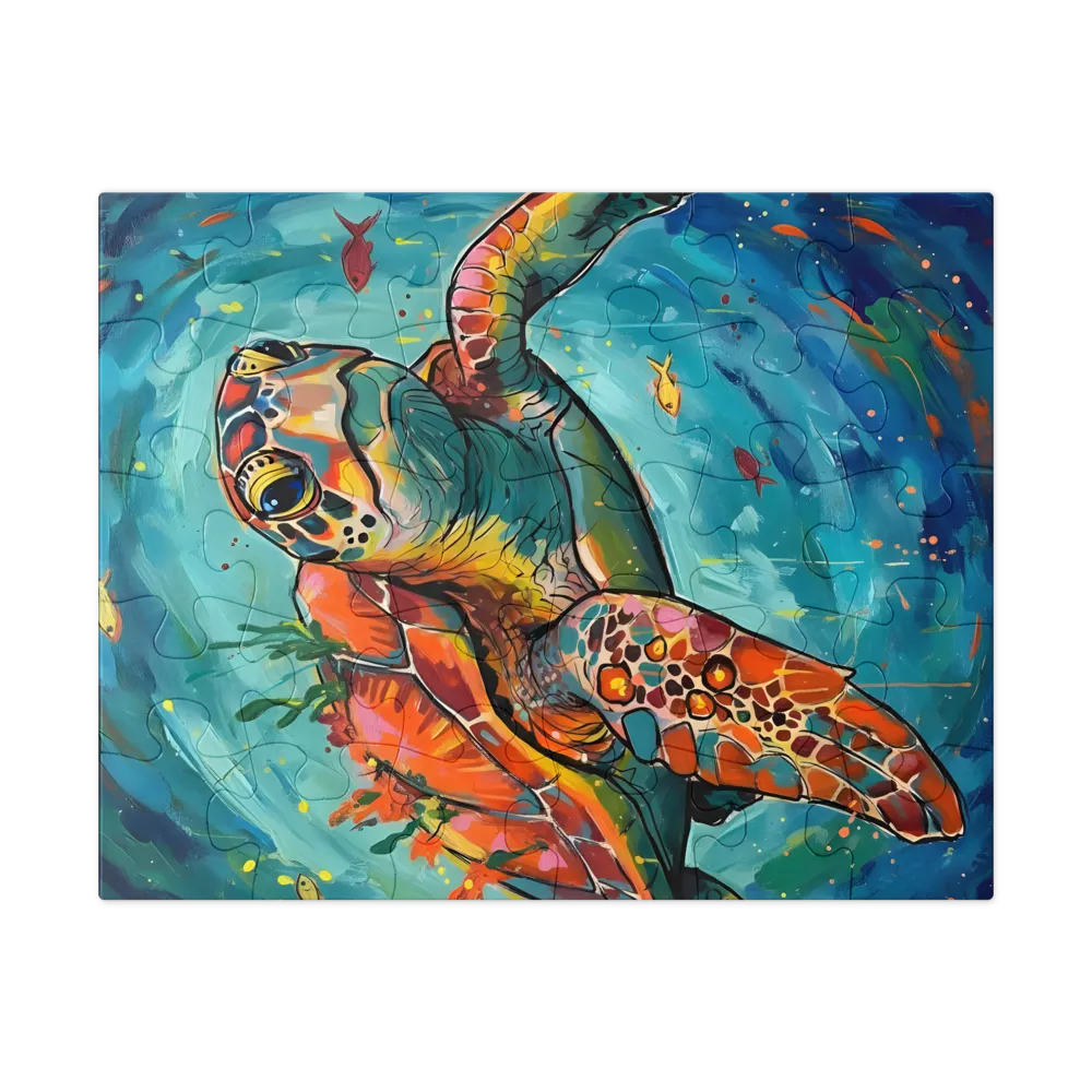 Colorful Sea Turtle 
 Jigsaw Puzzle in Tin Box