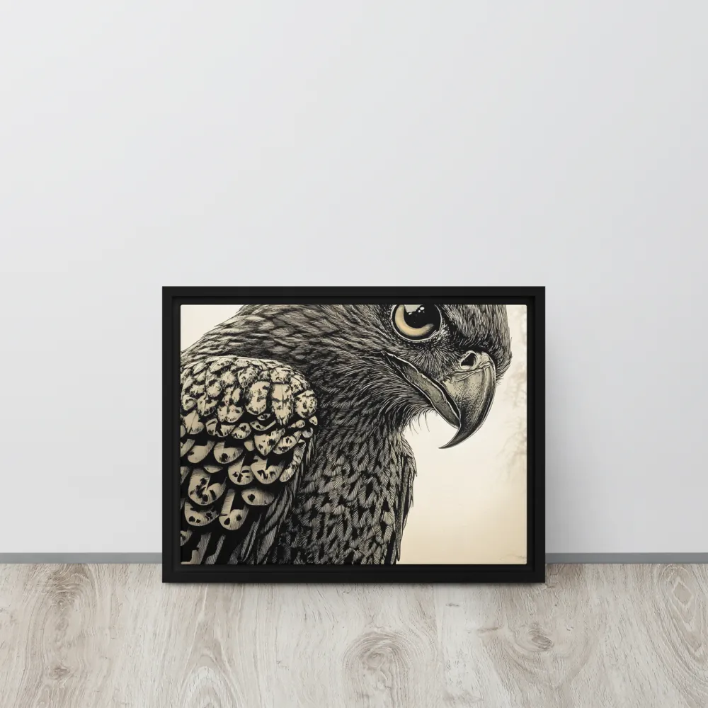 Majestic Owl in Detail | Canvas with Black Frame | 12″×16″
