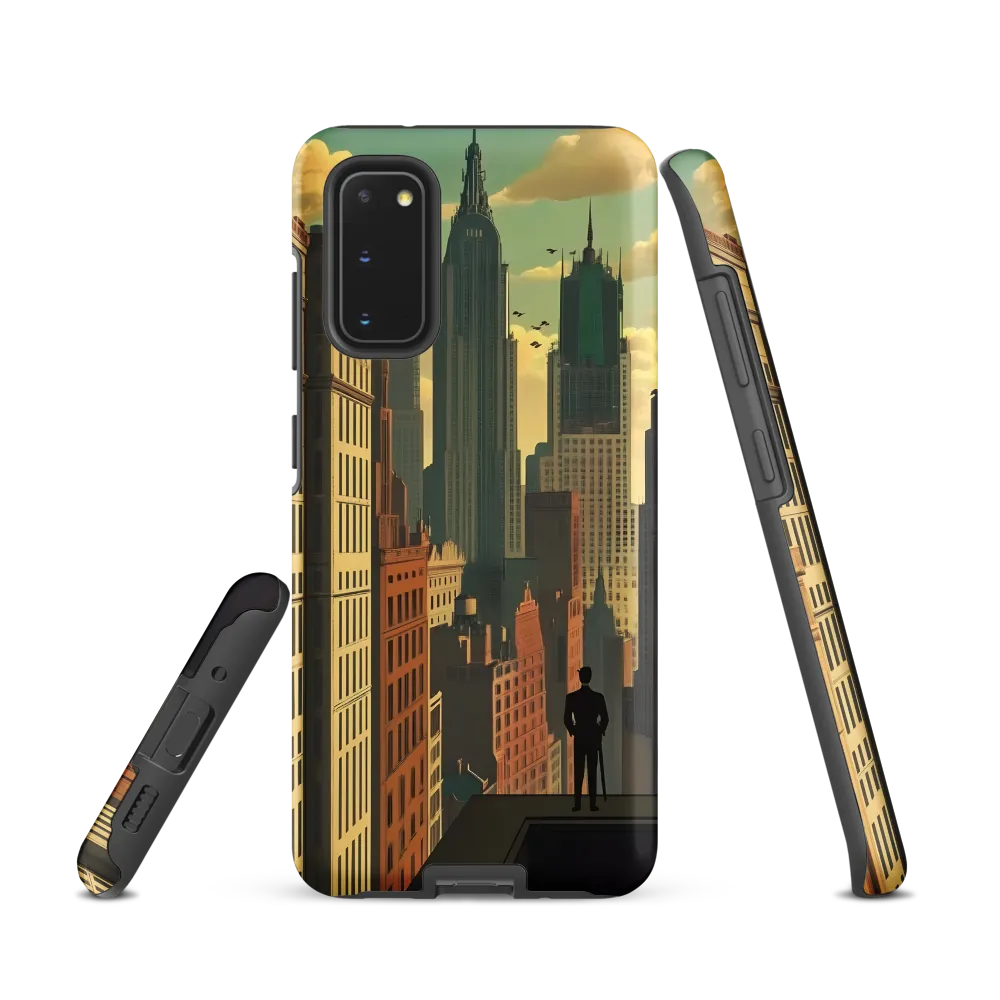 Urban Dreams: A Silhouette in Art Deco Cityscape