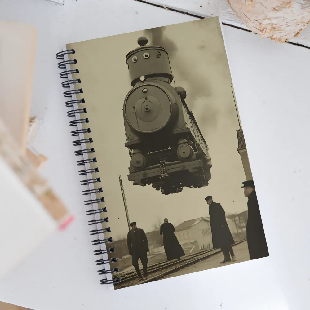 Suspended Reality: The Hovering Locomotive | Spiral Notebook