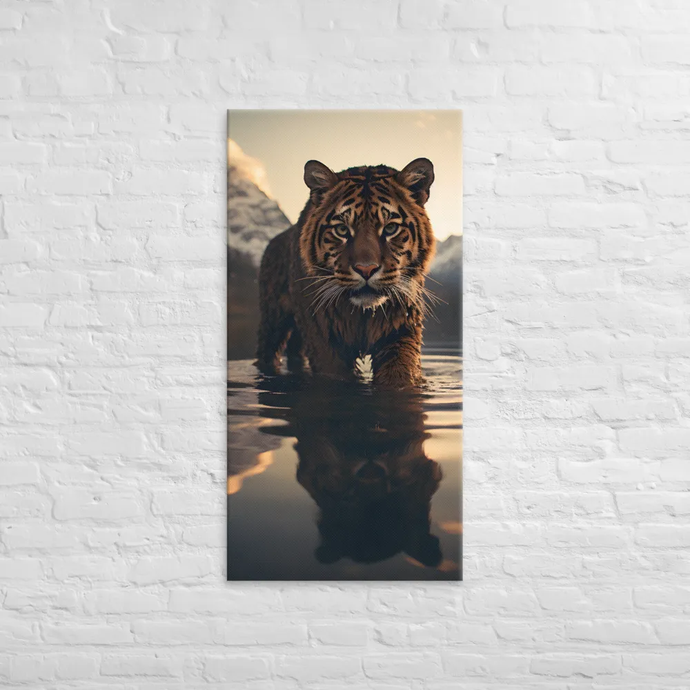 Majestic Reflection: The Tiger's Domain | Canvas | 24″×48″