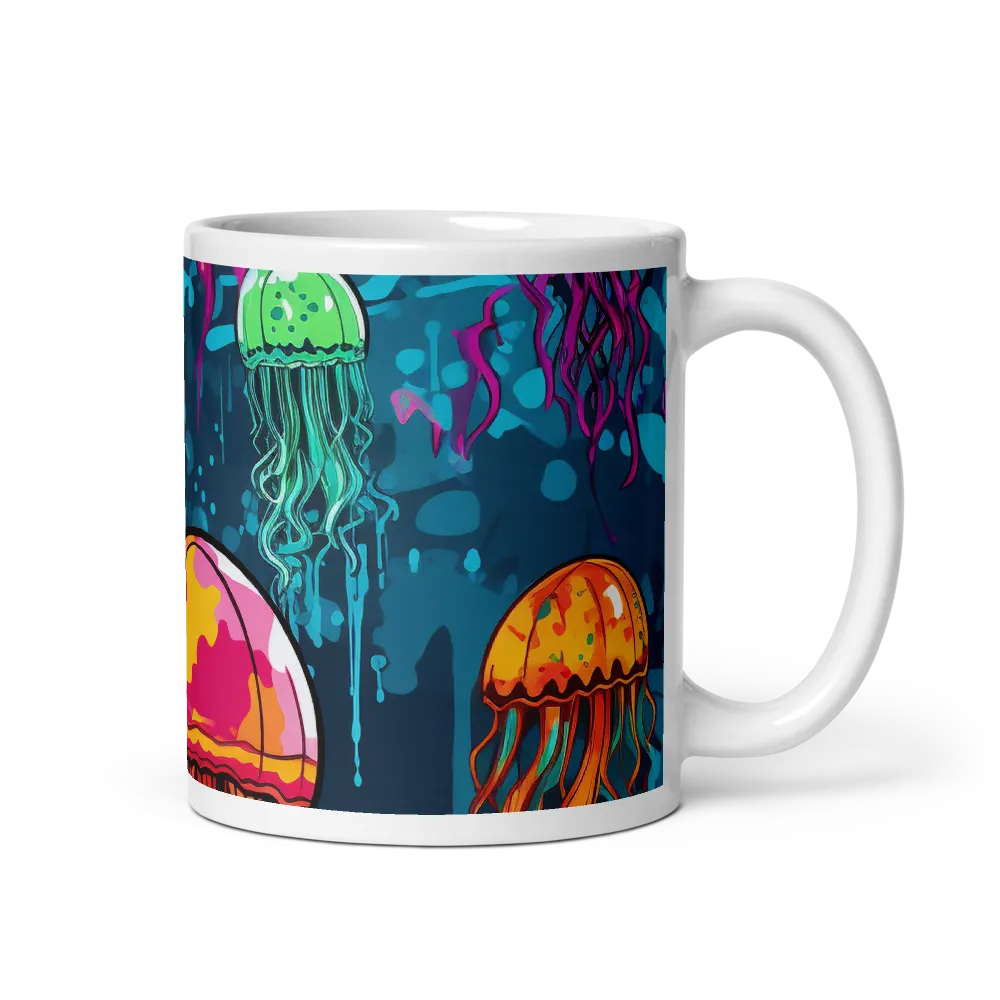 Underwater Symphony of Jellyfish | Mug with White inside | 11 oz