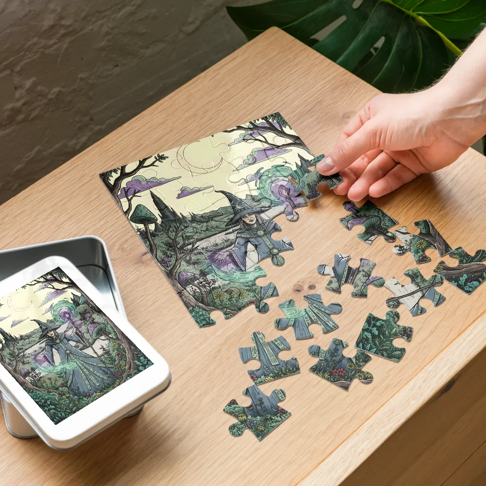 Moonlit Sorceress 
 Jigsaw Puzzle in Tin Box