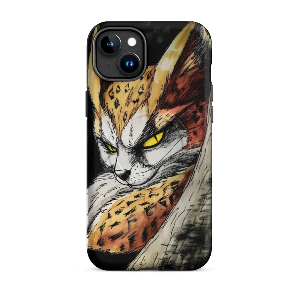 Fierce Gaze of the Wild Cat | Phone Case |  15 Plus | MagSafe® Tough Case | Matte