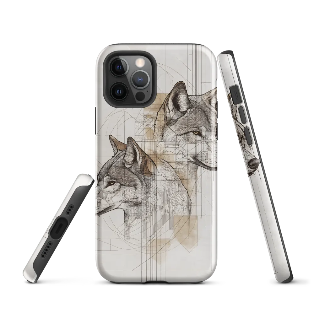 Geometric Harmony: The Essence of Wolves | Phone Case |  12 Pro | Tough Case | Glossy