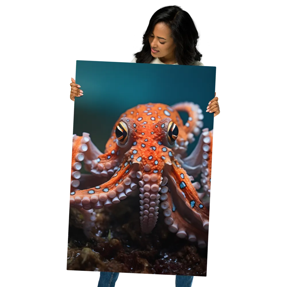 Curiosity of the Deep: The Orange Octopus | Metal Print | 24″×36″