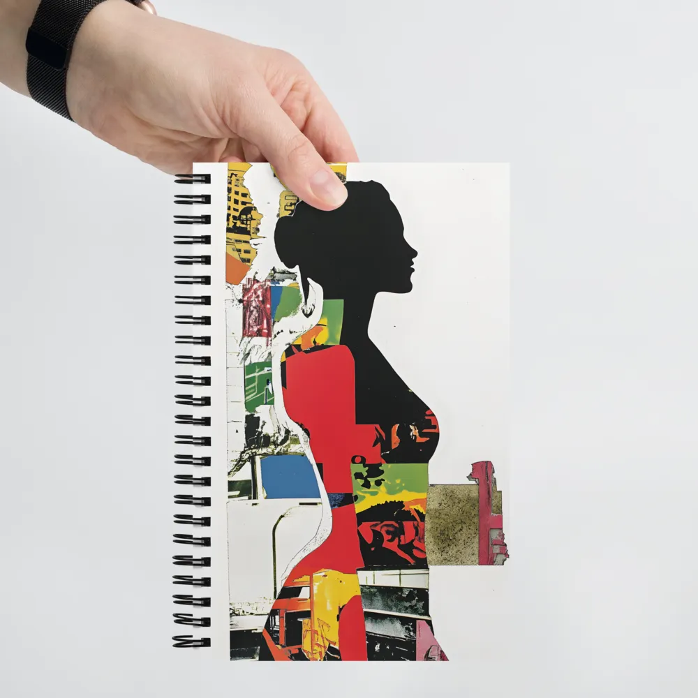 Collage of Colors: A Silhouette's Story | Spiral Notebook