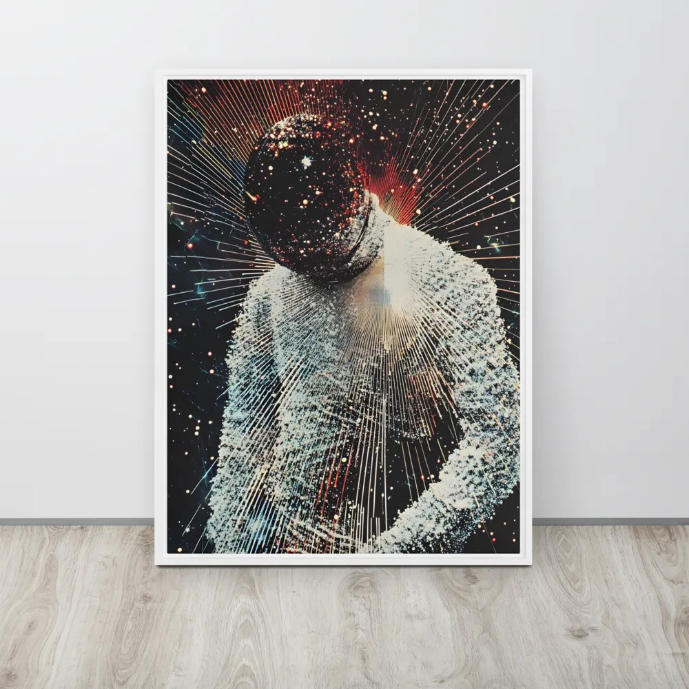 Ethereal Astronaut: A Journey Through the Cosmos | Canvas with White Frame | 24″×32″