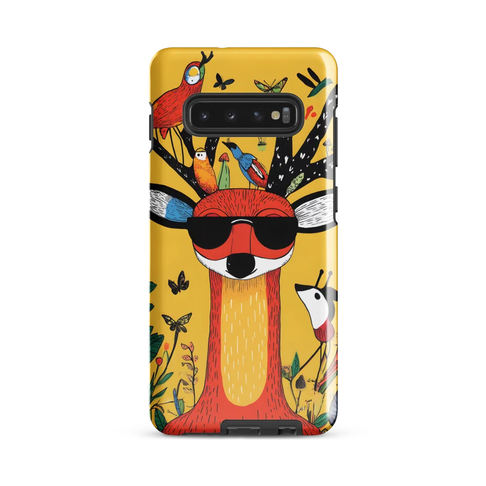 Playful Deer with Sunglasses | Phone Case |  S10 Plus | Tough Case | Glossy