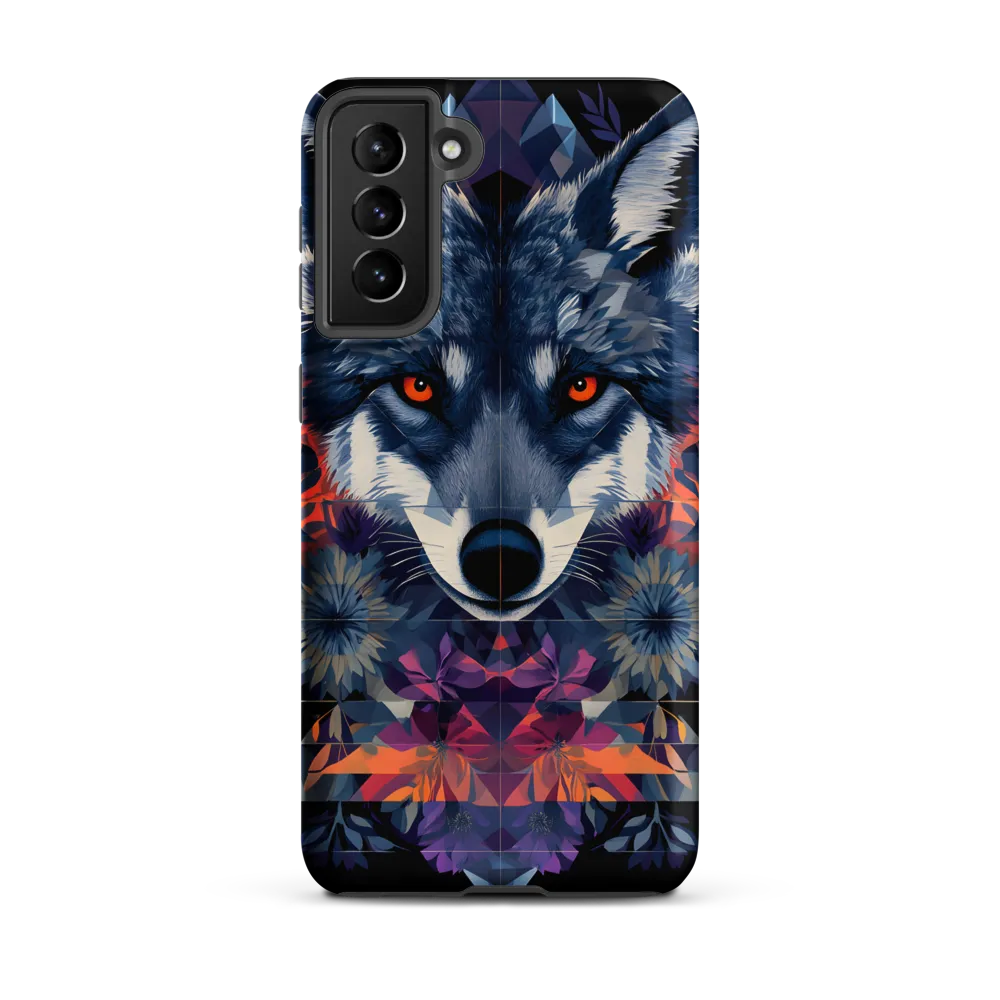 Mystical Wolf Amidst Floral Geometry