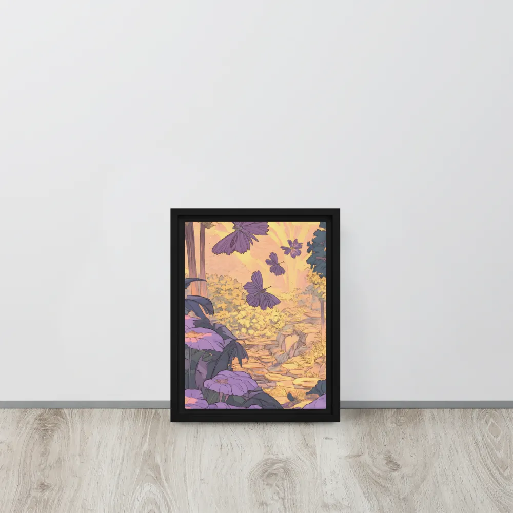 A Serene Dance of Butterflies | Canvas with White Frame | 9″×12″