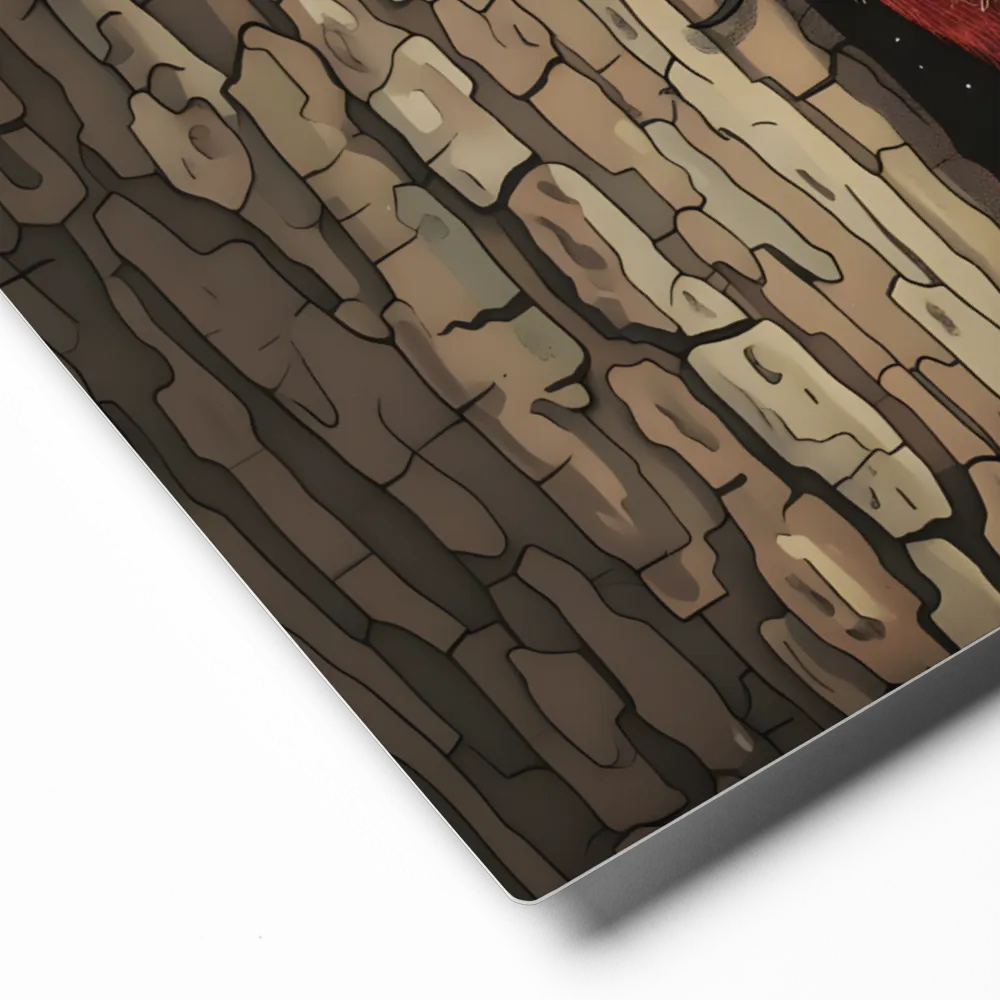 Woodpecker on Bark 
 Metal Print | 12″x 12″