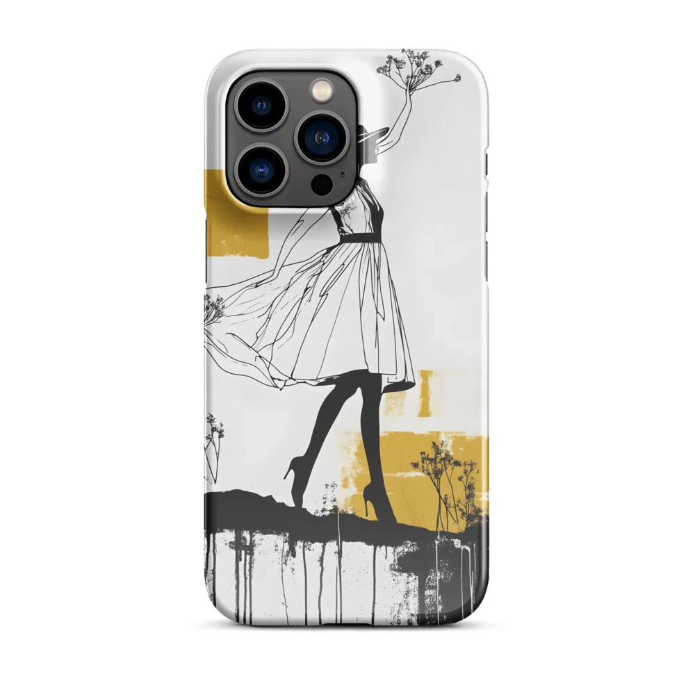 Ochre Silhouette — Woman with Wildflowers