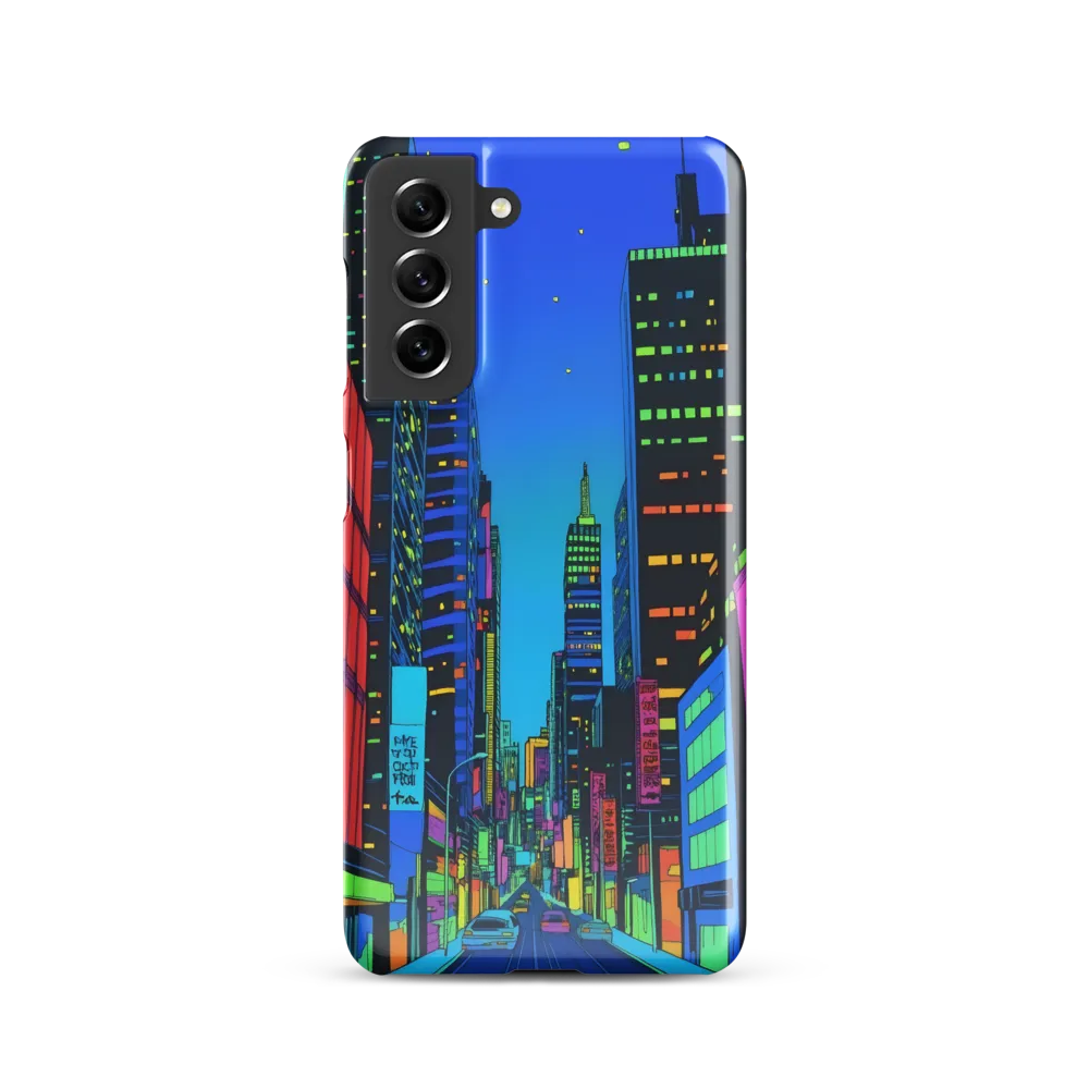 Neon Dreamscape: A Futuristic City at Dusk | Phone Case |  S21 | Snap Case | Glossy