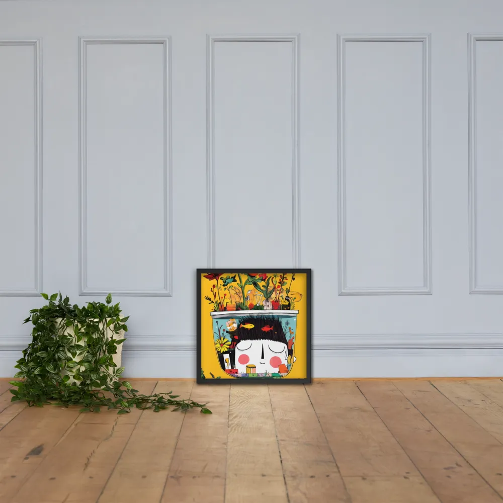 Whimsical Garden Head | Poster with Black Frame | 18″×18″