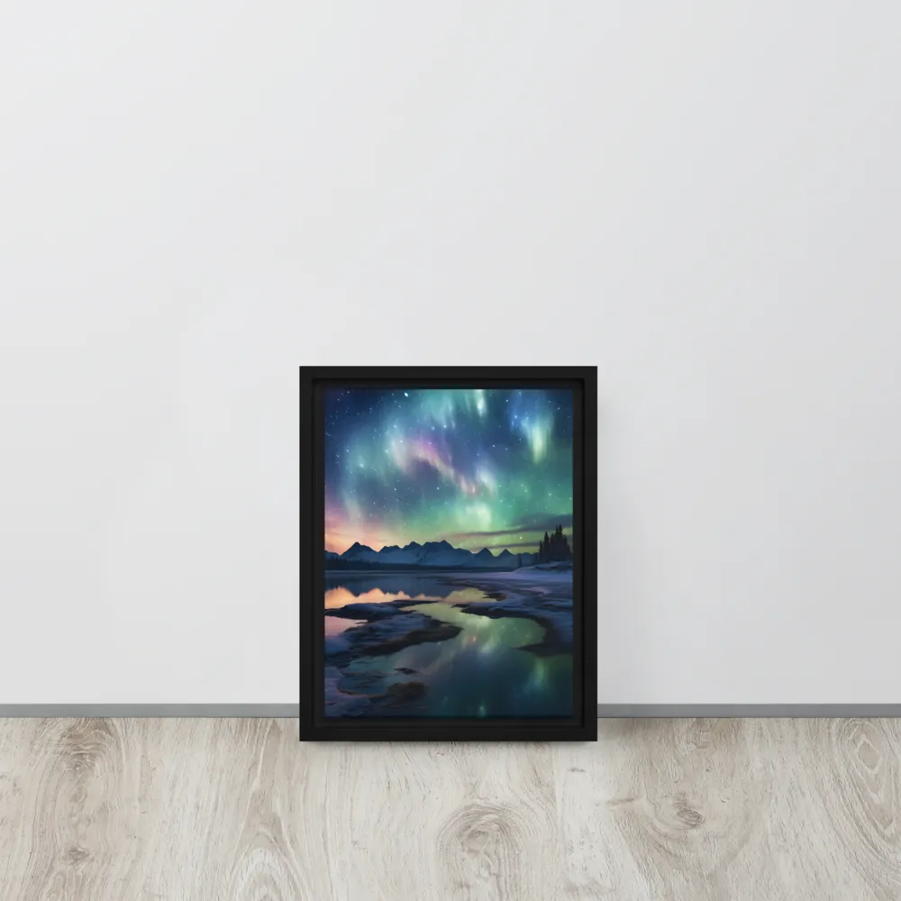 Ethereal Aurora: A Night Under the Stars | Canvas with White Frame | 9″×12″