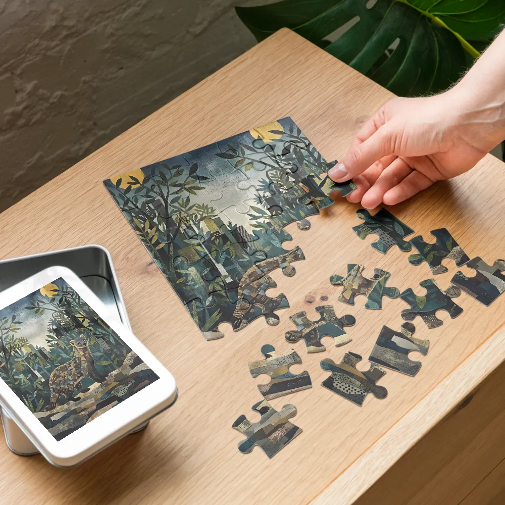 Patchwork Marten 
 Jigsaw Puzzle in Tin Box