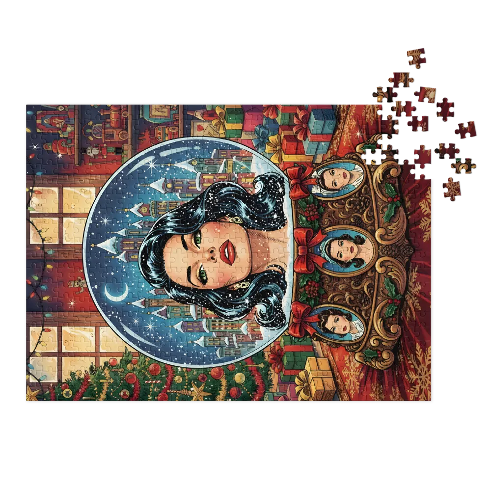 Festive Snow Globe Diva 
 Jigsaw Puzzle in Tin Box
