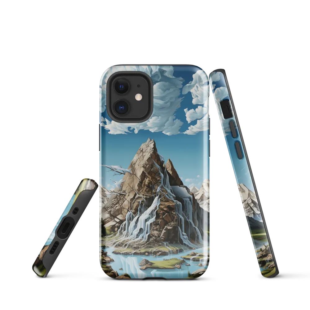 Majestic Cascade: A Mountain Masterpiece | Phone Case |  12 mini | Tough Case | Glossy