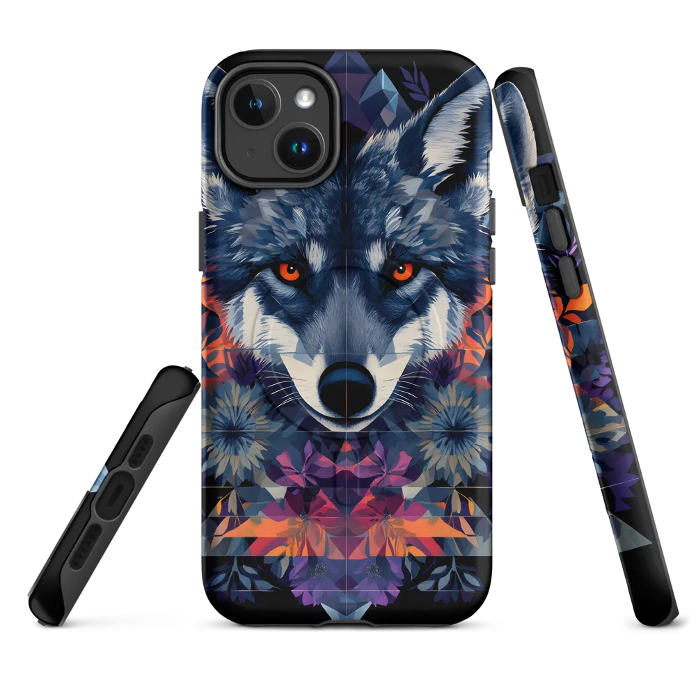 Mystical Wolf Amidst Floral Geometry