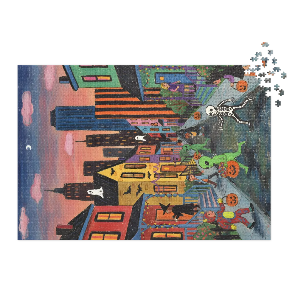 Whimsical Halloween Night 
 Jigsaw Puzzle in Tin Box