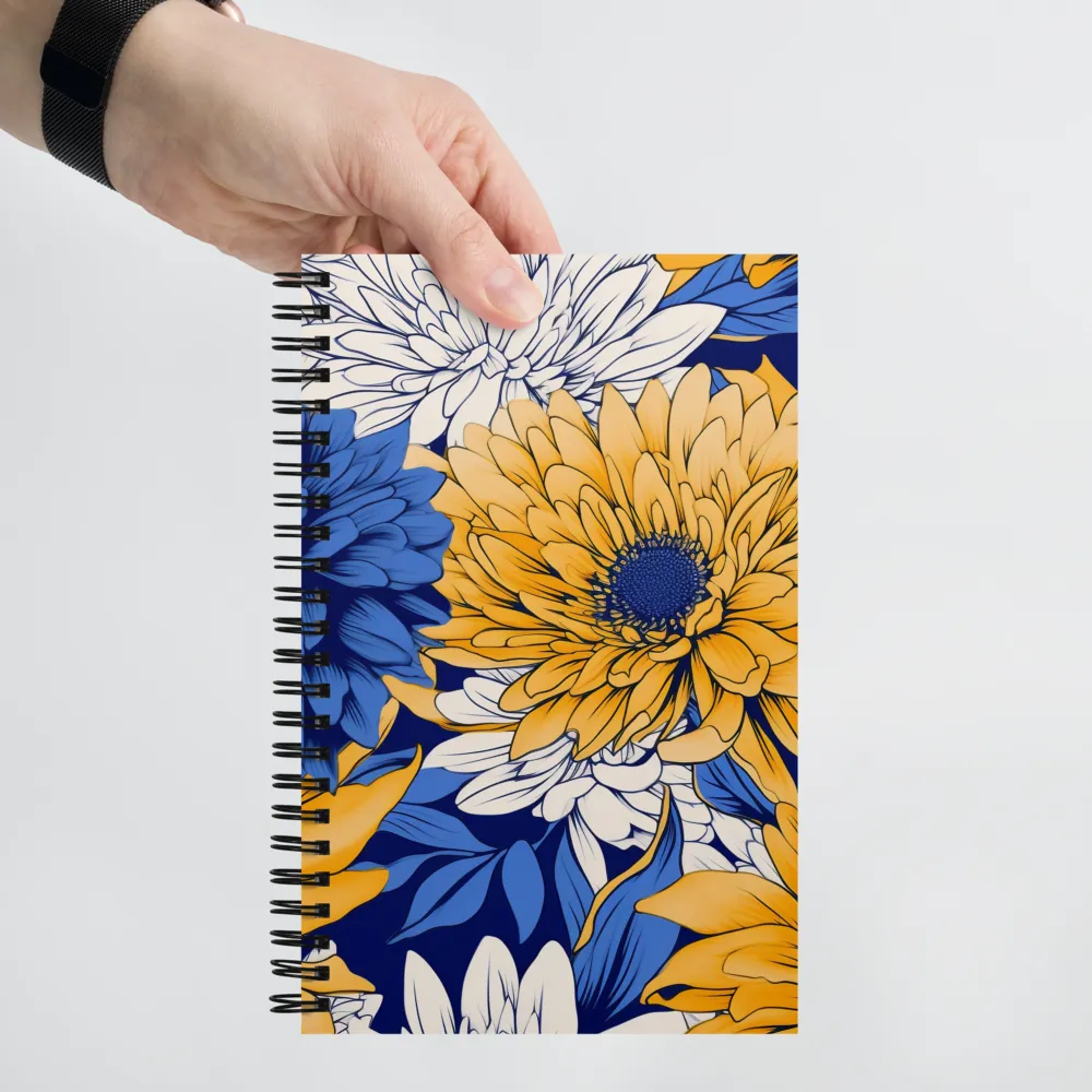 Floral Harmony in Blue and Yellow | Spiral Notebook