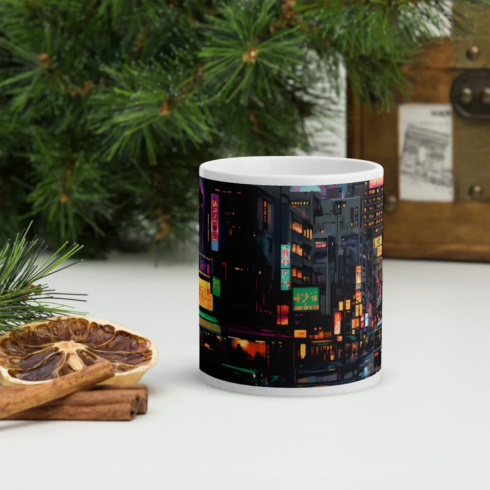 Neon Dreams: A Pixelated Urban Night | Mugs | Multiple Sizes & Colors