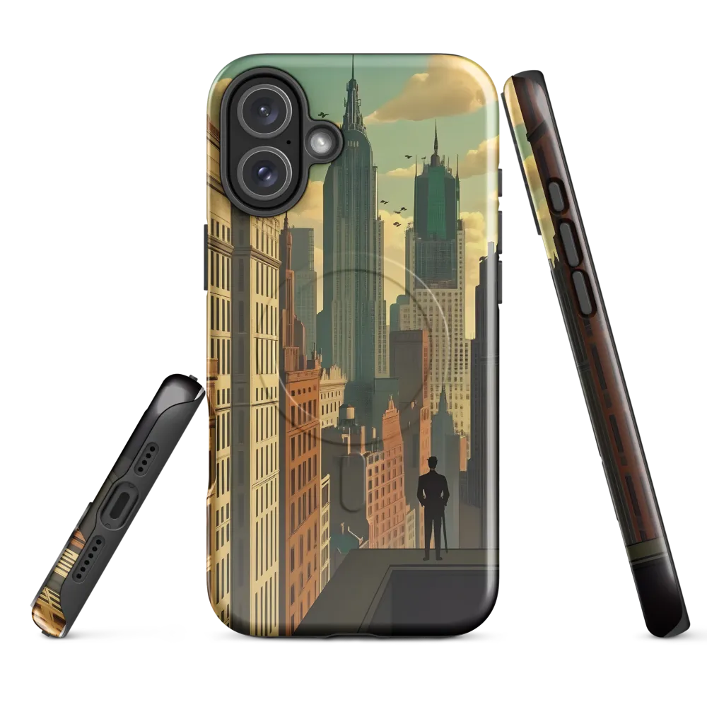 Urban Dreams: A Silhouette in Art Deco Cityscape