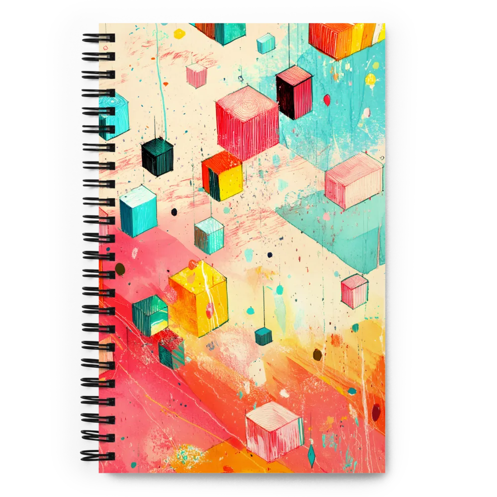 Suspended Cubes in Colorful Abstraction | Spiral Notebook