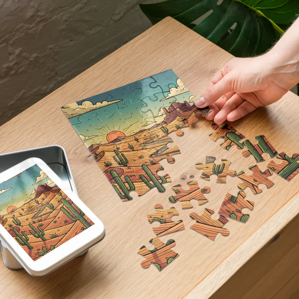 Saguaro Sunset 
 Jigsaw Puzzle in Tin Box