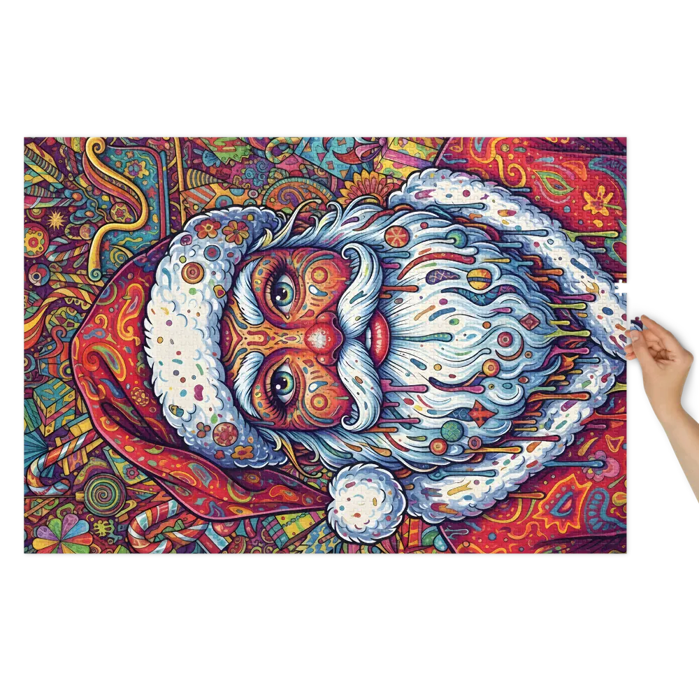 Psychedelic Santa Claus 
 Jigsaw Puzzle in Tin Box