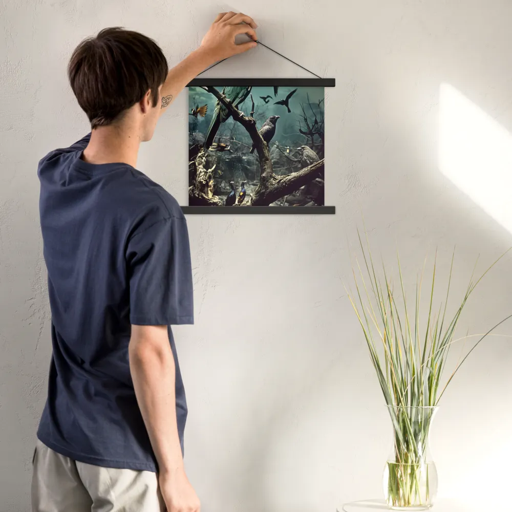 Whispers of the Avian Realm | Poster With Black Wood Hanger | 14″×14″