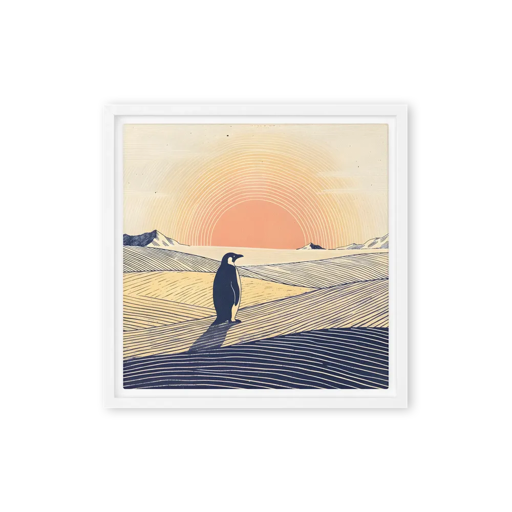 Penguin at Dusk 
 Canvas with White Frame | 12″x 12″
